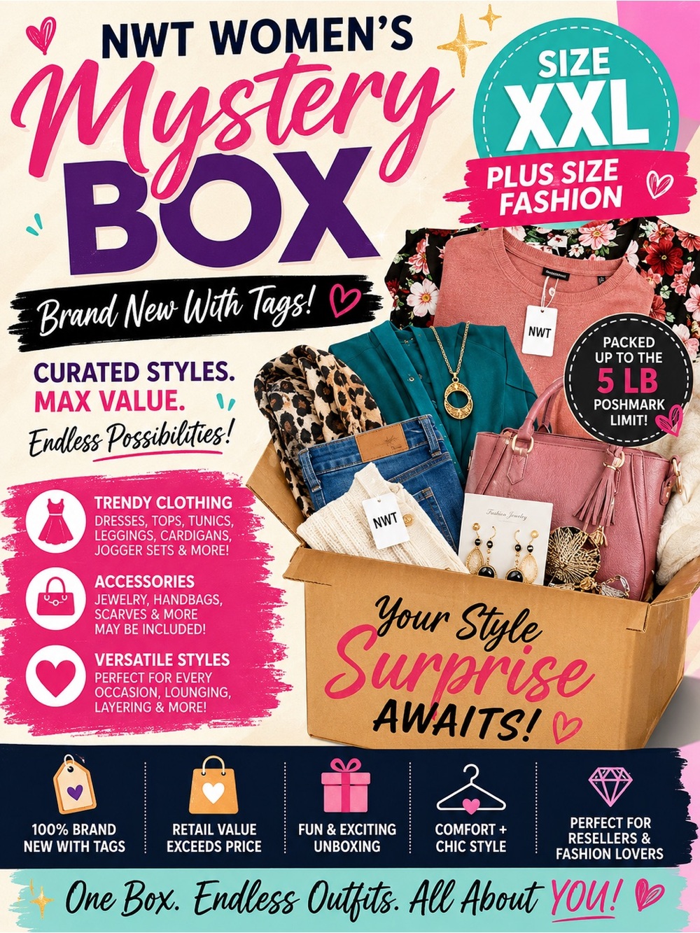 All New With Tags Mystery Women's Plus Size XXL Fashion Box